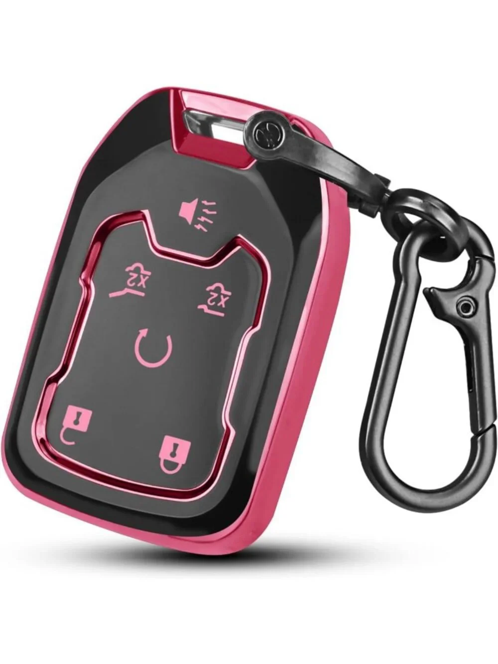 Stylish Pink 6-Button Key Fob Cover & Keychain for GMC Silverado, Tahoe, Sierra